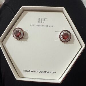 BP Red and Silver Round Earrings